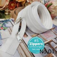 #5 Zip ซิป สองหัว สีขาว (มีให้เลือกหลายขนาด) ซิปตัด ซิปไนล่อน ซิปพลาสติก ซิปหลา ฟันเบอร์ 5 (สินค้าพร้อมส่งจากไทย)