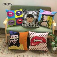 [HOT ZILXQIQILASW 103] Pop Art ปลอกหมอนปลอกหมอนแต่งลายลิปสติกเก้าอี้ที่นั่งสี่เหลี่ยมปลอกหมอนรถบ้านชีวิตสิ่งทอนุ่มแนะสวมสบาย