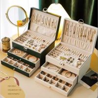 3-Layer PU Jewelry Organizer Box for Necklaces Earrings Rings Travel Display Holder Case Large Capacity Gift for Women