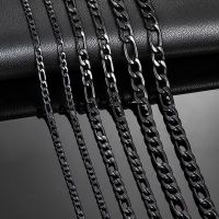 【DT】hot！ Thickness 3mm/4.5mm/6mm Color Figaro Chain Classic Necklace for Men Jewelry 16 to 40 Inches