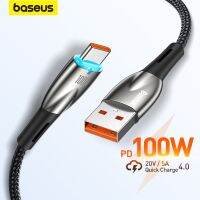 AAABaseus สายเคเบิล USB C สมาร์ทชุดสัญญาณไฟ Led 100W สายเคเบิลข้อมูลสายชาร์จอย่างรวดเร็ว Usb กับ Type-C 6A สายโทรศัพท์มือถือสำหรับ Xiaomi Huawei แล็ปท็อป