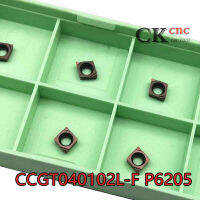 CCGT030102L-F P6205 CCGT030102L คาร์ไบด์ความแม่นยำสูงน่าเบื่อเม็ดมีดกลึง CNC เครื่องกลึงเครื่องมือ CCGT สำหรับเหล็กสเตลเลสตีล10Pcs