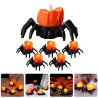 6Pcs Halloween LED Spider Halloween Party Creepy Electronic Candles No