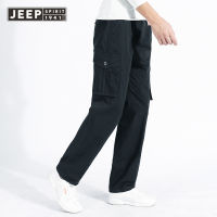 JEEP SPIRIT ฤดูร้อนใหม่กางเกงลำลองผู้ชาย Plus Fat Plus Overalls บางหลวมพิเศษขนาดเอวยางยืดกางเกงไขมัน