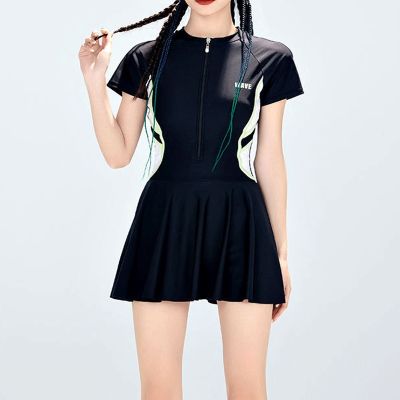 【CC】 2023 New Womens Clothing Conservative Protection Thin High-end Contrasting Colors Hollow Out Shoulder Swimwear