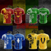 ♘Quidditch Team (สต็อกเพียงพอ) T-shirt Unisex 3D 9527 Short Sleeve Hufflepuff Ravenclaw Slytherin Graphic Teeคุณภาพสูง size:S-5XL