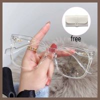 Computer Optical Eyewear Anti Radiation Glasses Transparent Lens Women Round Anti-Blue Eyeglasses Replaceable lens Male Plain GM Mirror Glasses Female Korean Big Face Flat Mirrors Myopia Glasses Frame