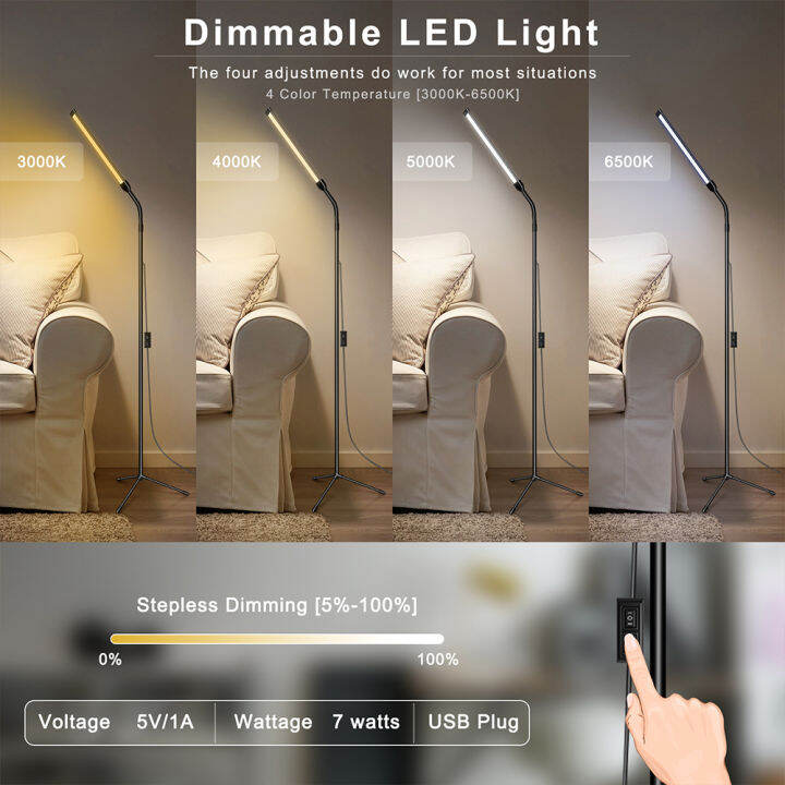 led-โคมไฟตั้งพื้นสำหรับห้องนั่งเล่นแสงในร่มยืนปรับคอห่านหรี่ไฟอ่านหนังสือยืนโคมไฟห้องนั่งเล่น