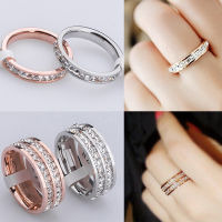 Luxury Titanium Steel Ring Shiny CZ Diamond Row Band Rings Jewelry For Lover Couple Wedding Engagement Promise Ring Jewelry