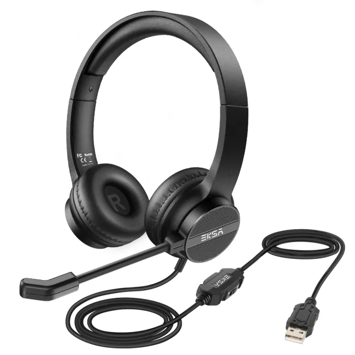 EKSA H12E Office Headset OnEar USB Wired Computer Headphones with
