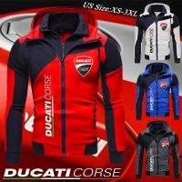 Ducati Corse Moto Gp เสื้อแจ็กเก็ตกันหนาว มีฮู้ด ผ้าฝ้าย แบบหนา แต่งซิปคู่ แฟชั่นสําหรับผู้ชาย