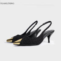 Yuanlitong รองเท้าเดี่ยวของผู้หญิง,รองเท้าส้นสูงองุ่น2023แฟชั่น Suyin หัวแหลมมีรูเปิดด้านหลังสี