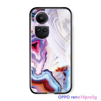 Serpens เคส OPPO Reno10 Pro 5G,เคสฝาหลังกระจกเทมเปอร์หินอ่อนไล่ระดับสีรุ้งภาพวาดสีน้ำมัน