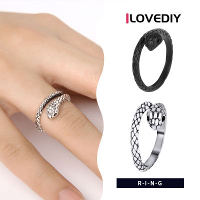 ILOVEDIY แหวนงูงูน่ารักชายหญิงแหวนปรับขนาดได้ปรับได้,แหวนเครื่องประดับงูแบบกอธิคหแตนเลสที่ไม่เหมือนใคร