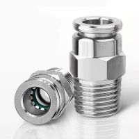 PC 1/8" 1/4" 3/8" 1/2" BSP external thread 304 stainless steel pipe pneumatic quick coupling trachea hose quick coupling Pipe Fittings Accessories