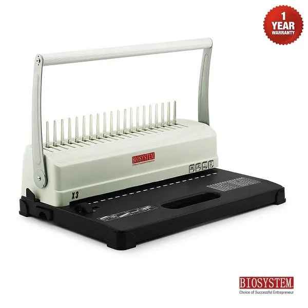 BIOSYSTEM Office Home Comb Binding Machine Plastic Coil Binder X3 Hole