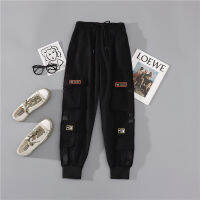 Summer High Waist Cargo Pants Female 2 pieceT Shirt+Joggers Women Letter Printed Black Set Wemon Harem Pants Harajuku Pants