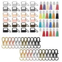 72Pcs Key Fob Hardware Set Including 24 Key Fob Hardware 24 Colorful Keychain Tassel and 24 Swivel Snap Hooks 6 Colors Picture Hangers Hooks