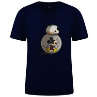 เสื้อยืดลายมิกกี้เมาส์วิ่งใน BB 8สำหรับผู้ชายเสื้อยืดลายสตาร์วอร์สตลกๆเสื้อยืดชายแฟชั่นฮาราจูกุสำหรับฤดูร้อน