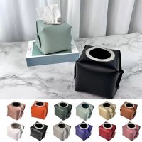 Desktop Sundries Organizer Roll Paper Box Multifunctional Square Large Diameter High Capacity Reusable Pen Holder Faux Leather N Tissue Holders