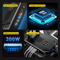 300W Universal Power Inverter 12V 220V Pure Sine Wave Converter Car Charger 6 USB QC 3.04.0 PD 3.0 Fast Charging Power Adapter