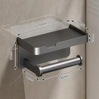 Aluminum Alloy Toilet Paper Holder Shelf With Tray Bathroom Accessories Kitchen Wall Hanging Punch-Free Toilet Paper Roll Holder