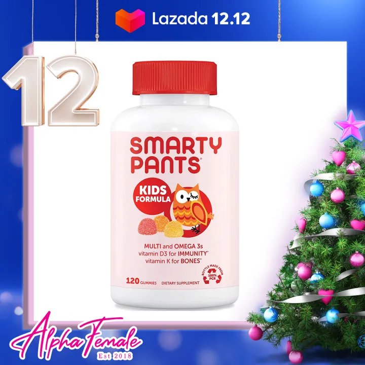 Smarty Pants Kids Formula Multivitamin Omega 3, Zinc, Folate, B12, K1, K2, B6, 120 Gummies Exp