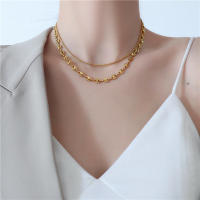 สร้อยคอชุบทองวินเทจคลิปสร้อยกล่องสร้อยคอสแตนเลสชั้น Bijoux Femme