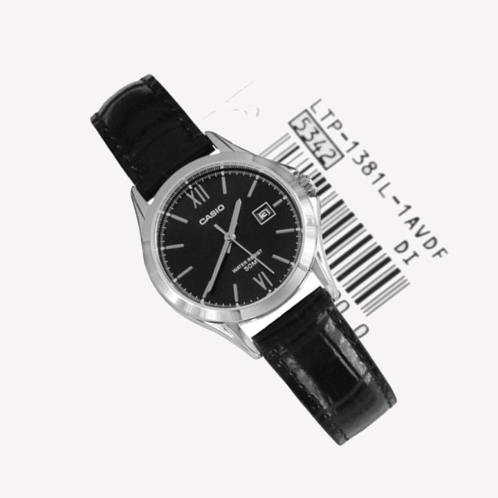 jamesmobile-นาฬิกาข้อมือผู้หญิง-ยี่ห้อ-casio-รุ่น-ltp-1381l-1avdf-นาฬิกากันน้ำ30เมตร-นาฬิกาสายหนัง-สินค้าของแท้-รับประกัน-1-ปี-ดำ