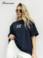 Hirsionsan Simple Loose Letter Printed T-shirt For Women 2023 Summer Soft Short Sleeve Basic Tees Trendy Streetwear Female Tops