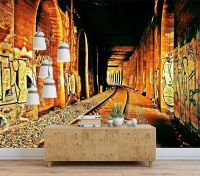 ♦✽ Decorative wallpaper Railway tunnel rail background wall painting