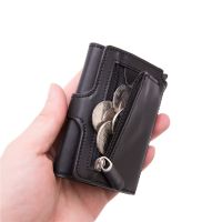 Customized Wallet Credit Card Holder Men Wallet RFID Aluminium Box Bank Card Holder Coins Pocket Leather Wallet With Money Clips