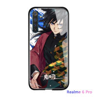 UCUC เคสโทรศัพท์realme 6 Proโทรศัพท์มือถือกรณีกันกระแทกอะนิเมะปีศาจฆ่าโทรศัพท์กรณีkimetsuเคลือบเงากระจกนิรภัยปลอกปก