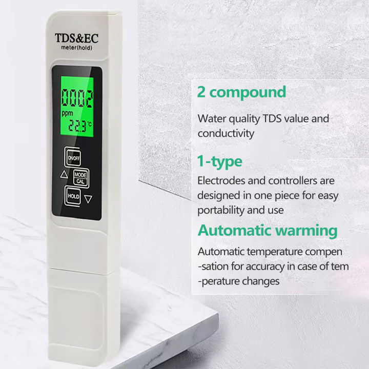 ปากกาทดสอบตัวทดสอบคุณภาพน้ำที่เชื่อถือได้แบบ3-in-1ตัวทดสอบคุณภาพน้ำที่แม่นยำปากกา-tds-พร้อมอุดมคติการชดเชยอุณหภูมิอัตโนมัติ