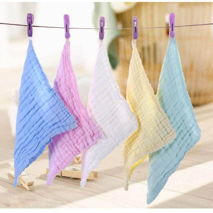 5pcs-baby-6-layers-washed-gauze-square-cotton-handkerchief-towels-white-pink-blue-yellow-green-kids-wash-face-bath-towel