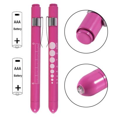 10 PCS Rosy Medical Pen Lights for Nurses Doctors, Reusable LED Medical Penlight Flashlight with Pupil Gauge and Ruler