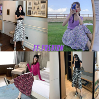 FF.fashion - พร้อมส่งกระโปรงพิมพ์ลายดอกไม้ น่ารัก สวยหวาน เนื้อผ้าทิ้งตัว เอวสม๊อคหลัง #SK01