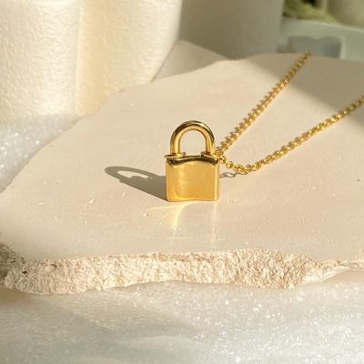 RINDA.STUDIO - Lock chain necklace (snless steel) (สร้อยคอ)