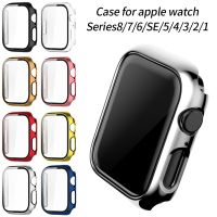 ZZOOI Glass+Case for Apple Watch Series 8/7 45mm 41mm Screen Protector Series 321 42mm38mm Protective Cover for iWatch SE654 40mm 44mm