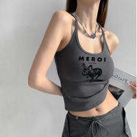 MKO - เสื้อสเวตเตอร์แขวนคอขนาดเล็กผู้หญิงด้ร้อนหวานสวมเสื้อสเวตเตอร์ด้านหลังที่สวยงามแขวนคอสั้นด้านบน XF-108