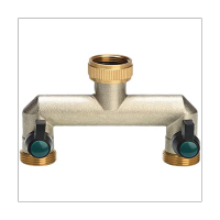 2 Path Valve for Garden Kitchen Tap, Brass Water Distributor Twice with a Ball Tap, European Standard Inside