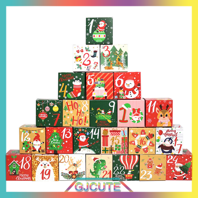 GJCUTE Christmas Advent ปฏิทินกล่อง24วัน DIY Advent ปฏิทินกล่องกระดาษ Advent COUNTDOWN กล่องของขวัญสำหรับเด็กและครอบครัว
