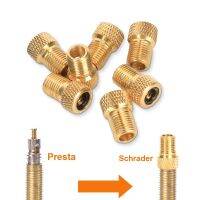 【LZ】 2pcs Copper Presta to Schrader Adaptors Golden Bicycle Pump Tire Valve Connectors Car Auto Bicycle Tool Bike Accessories