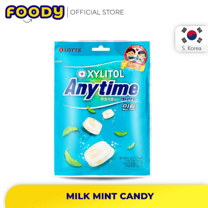 Korea Lotte Xylitol Anytime Milk Mint Candy 92g 韩国 乐天 牛奶薄荷糖 Lazada