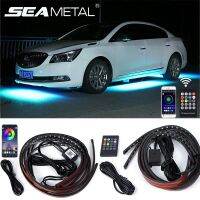 Car Underglow Neon Accent Strip Light Kit 8 Color Sound Active Function APP/Remote Control 4pcs LED Underbody System Light Strip