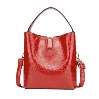Fashion Bucket Tote Bag Ladies Crocodile Pattern Handbag Casual Shoulder Messenger Bag Ladies PU Wallet