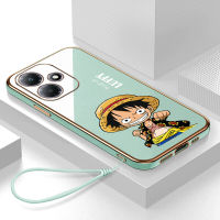 เคส Infinix Hot 30 Play Case Cartoon Luffy เคสหรูหรา 6D ชุบซิลิโคนอ่อนนุ่มกรอบสี่เหลี่ยม Shiny Bling ฝาหลัง