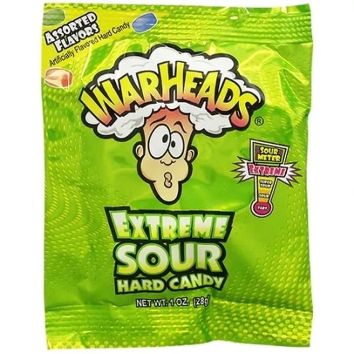 Warheads Extreme Sour Hard Candy 28g, Permen Asem Permen Asam