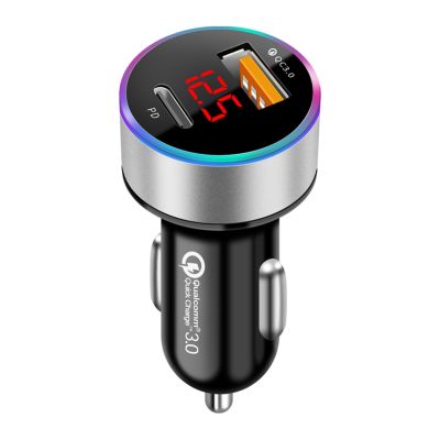 ZZOOI Ambient Light Phone Universal USB C Sturdy Mini Accessories Non Slip  Lighter Adapter 2 Ports Car Charger Fast Charging