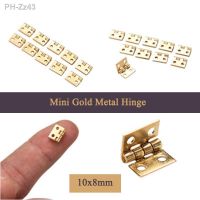 【hot】✌  10/20pcs Golden/Silver Small Metal Hinges 1/12 Prefab Miniature Cabinet Fittings Hardware